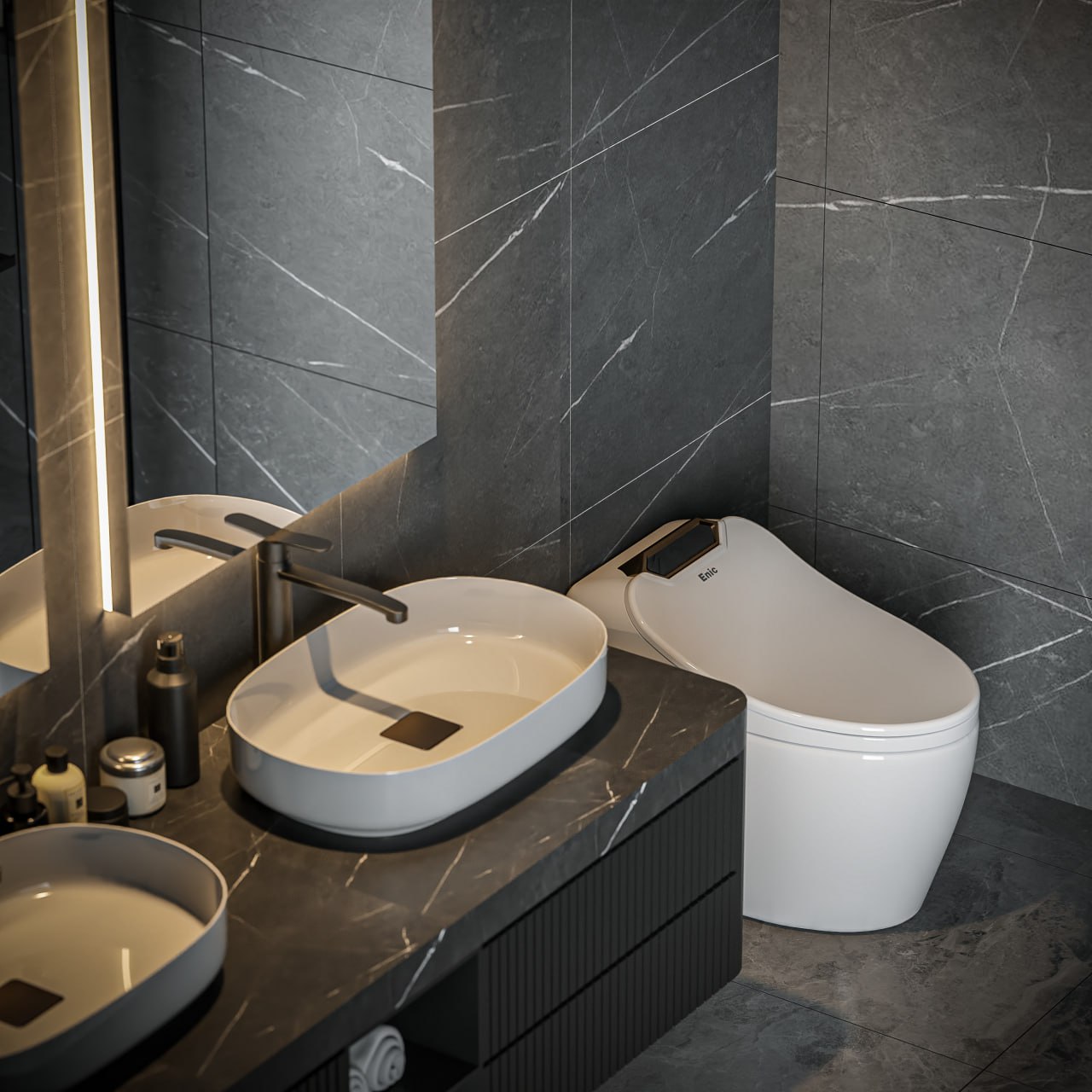 Bồn cầu và lavabo sử dụng chất liệu sứ