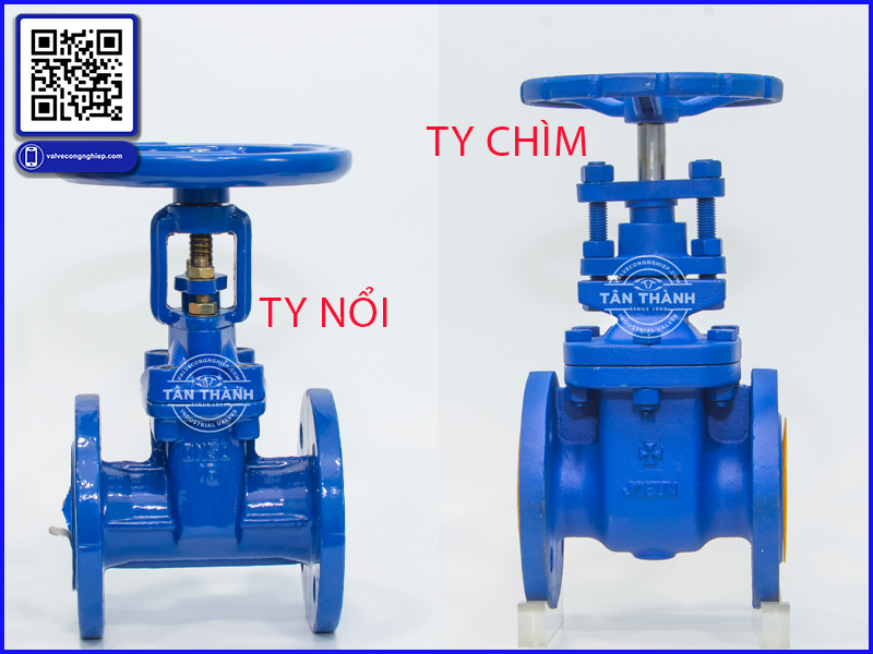 Phân loại van cổng theo loại ty chìm, ty nổi